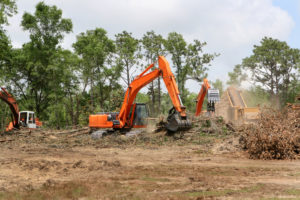 southern maryland fellers tree service clearing trees and brush from a construction site.